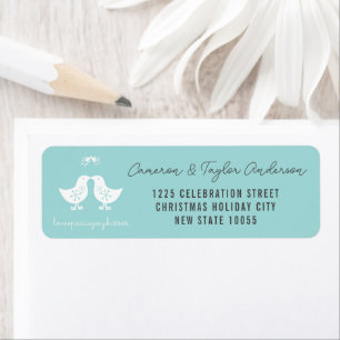 Mistletoe Kissing Chicks Holiday Wedding Address Return Address Label