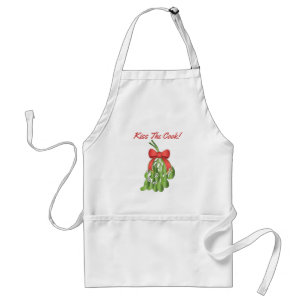 Mistletoe Madness! Kiss The Cook! on a Standard Apron