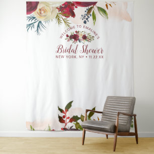 Mistletoe Manor Bridal Shower Photo Prop Backdrop Tapestry