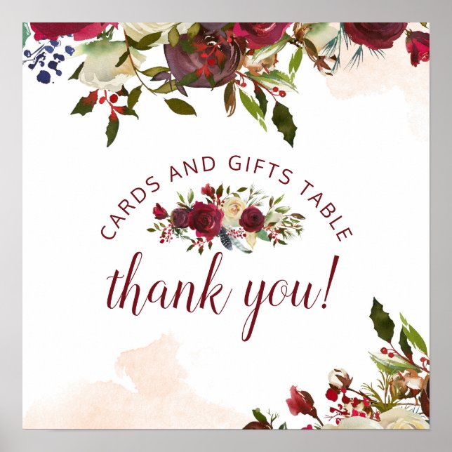 Mistletoe Manor Cards & Gifts Wedding Table Sign (Front)