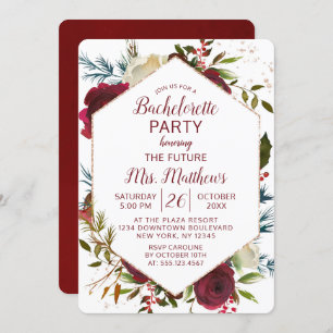 Mistletoe Manor Hexagon Frame Bachelorette Party Invitation