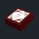 Mistletoe Manor Mother of the Bride Personalised Gift Box<br><div class="desc">Mistletoe Manor Watercolor Lush Winter Roses Design with Hand Painted Florals, Holly Berry Leaves, Pine Sprig Foliage, and Watercolor Paint Brush Strokes. Colourful Marsala, Wine Merlot Red, Burgundy, Ivory Cream, and Green. With Swirly Chic Typography Brush Script Fonts and Elegant Rose Gold Glitter Foil Geometric Diamond Frame - Mother of...</div>