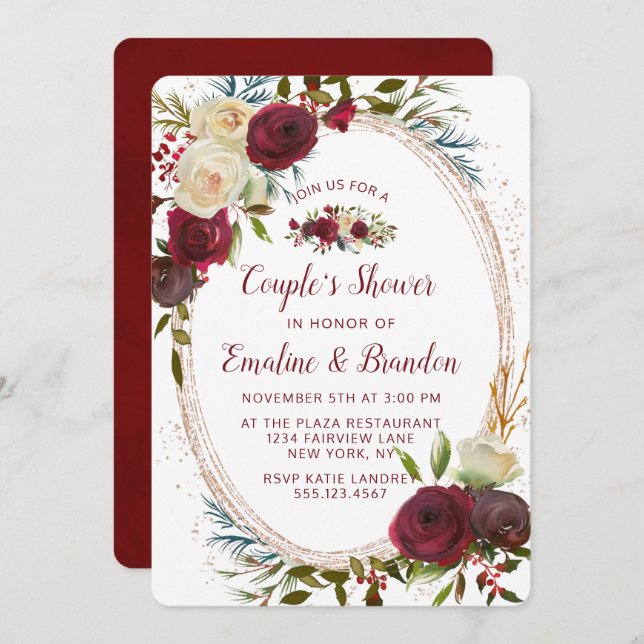 Mistletoe Manor Oval Frame Couple's Wedding Shower Invitation (Front/Back)
