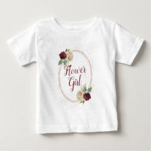 Mistletoe Manor Rose Gold Oval Floral Flower Girl Baby T-Shirt