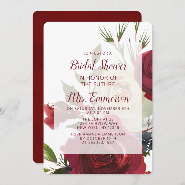 Mistletoe Manor Watercolor Wedding Bridal Shower Invitation (Front/Back)
