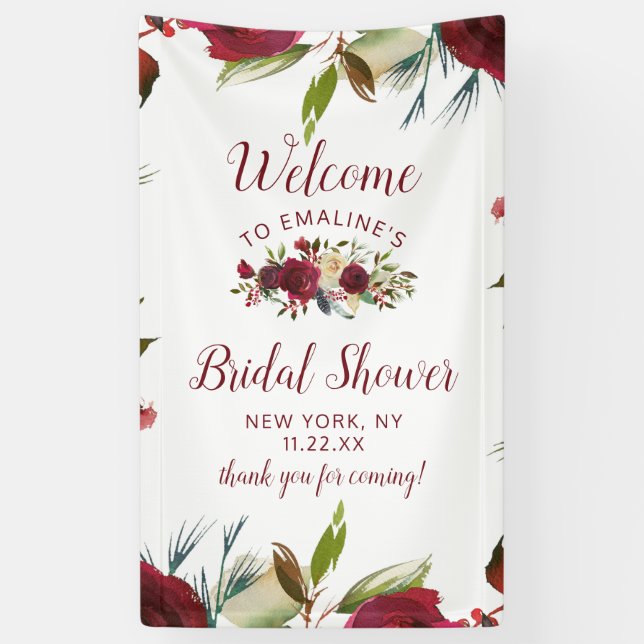 Mistletoe Manor Winter Bridal Shower Welcome Banner (Vertical)