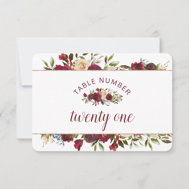 Mistletoe Manor Winter Chic Wedding Table Numbers (Front)