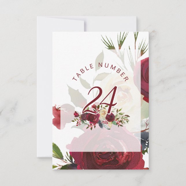 Mistletoe Manor Winter Chic Wedding Table Numbers (Front)