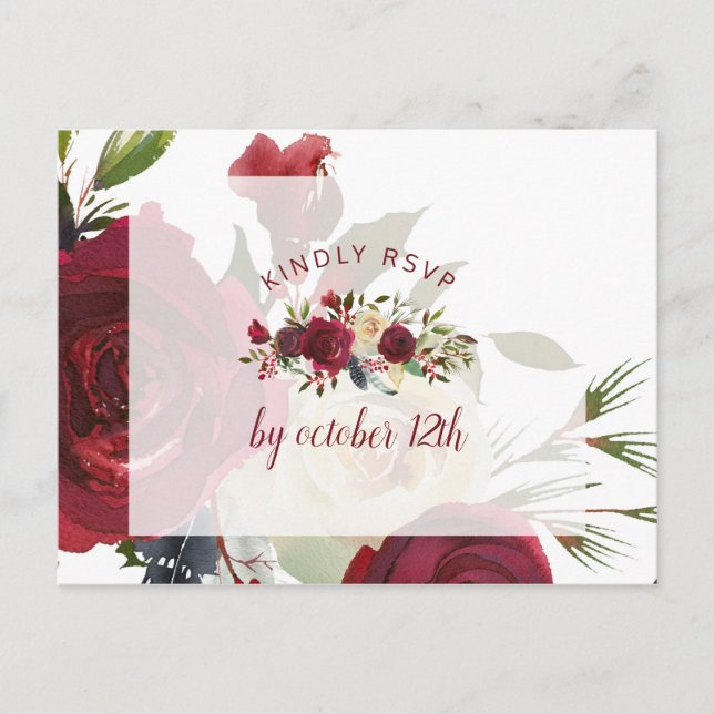 Mistletoe Manor Winter Wedding Meal Choice RSVP Postcard (Front)