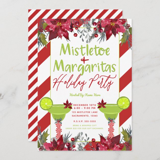 Mistletoe & Margaritas Holiday Party Fiesta Invitation (Front/Back)