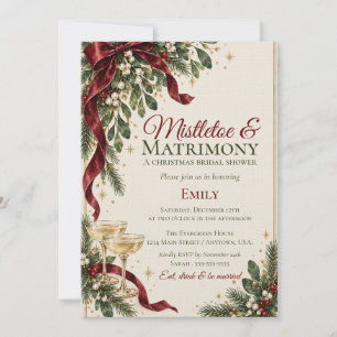 Mistletoe & Matrimony Christmas Bridal Shower  Invitation