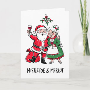 Mistletoe & Merlot Funny Santa Christmas Holiday Card