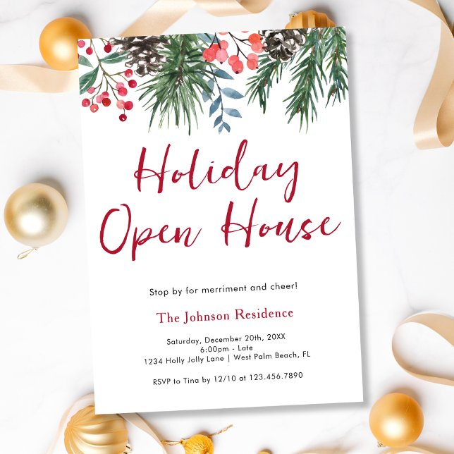 Mistletoe Merriment & Cheer Holiday Open House  Invitation (Creator Uploaded)