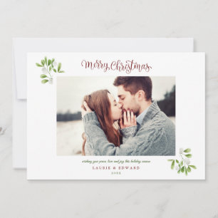 Mistletoe Merry Christmas Couples Photo Holiday Card