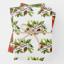 Mistletoe Merry Christmas Wrapping Paper Sheets