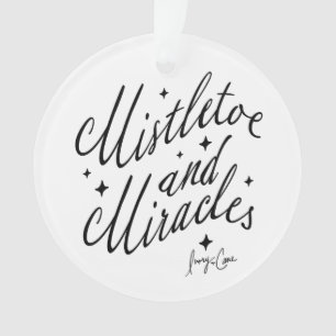 Mistletoe & Miracles Black & White Round Christmas Ornament