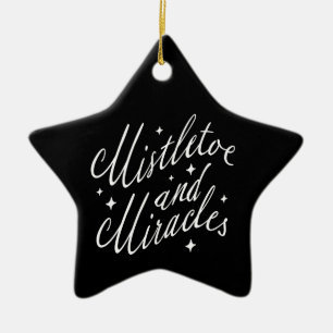 Mistletoe & Miracles Modern Christmas Black Star Ceramic Ornament