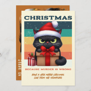 Mistletoe Modern Funny Cat Retro Christmas Photo Holiday Card