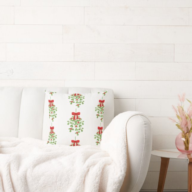 Mistletoe Pattern Reversible Country Christmas Cushion (Couch)