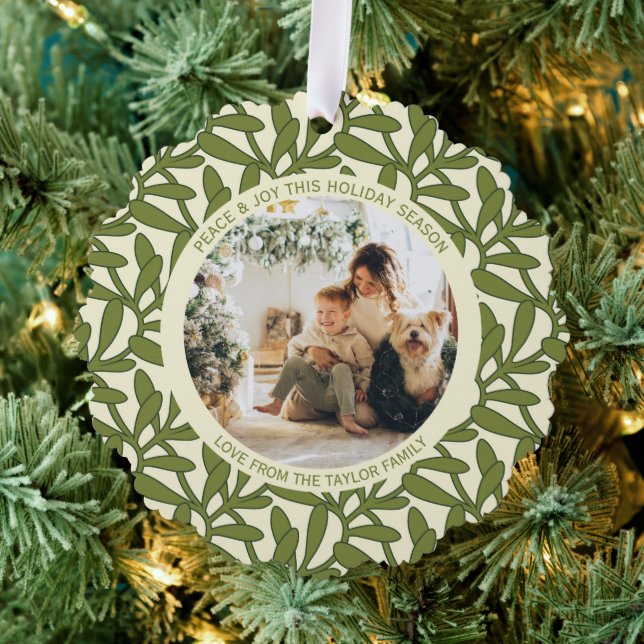 Mistletoe Photo and Text Personalised Christmas Tree Decoration Card (Insitu (Tree))