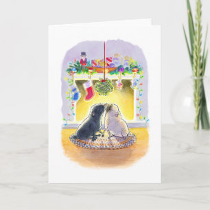 Mistletoe Pugs Christmas Card
