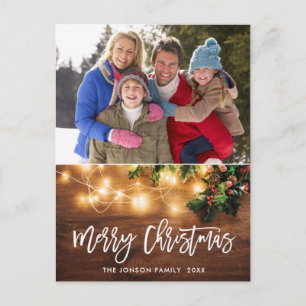 Mistletoe Rustic Christmas Photo Holiday Greeting Postcard