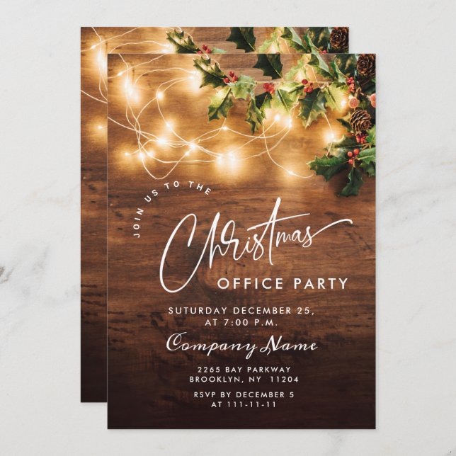Mistletoe Rustic Corporate Christmas Holiday Party Invitation (Front/Back)