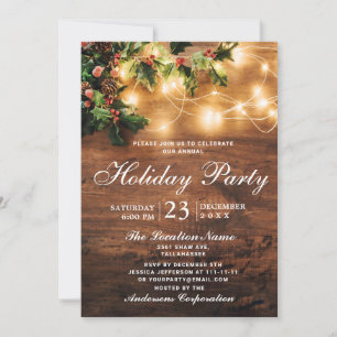 Mistletoe Rustic Corporate Christmas Holiday Party Invitation