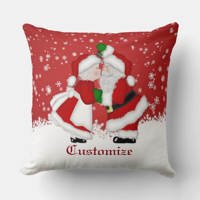 Mistletoe Santa Christmas Throw Pillow (Front)