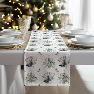 Mistletoe Silver Bells Christmas Short Table Runner