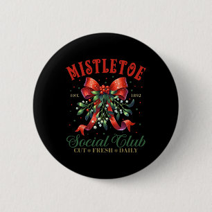Mistletoe Social Club Holly Berry Christmas Coquet 6 Cm Round Badge