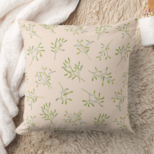 Mistletoe Stripes Eggnog Green  Cushion (Blanket)