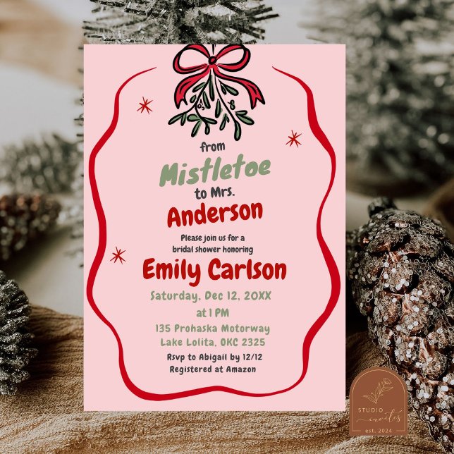 Mistletoe to Mrs Christmas Holiday Bridal Shower Invitation (Creator Uploaded)