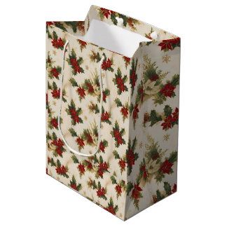mistletoe vintage retro pattern christmas gifts medium gift bag