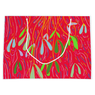 Mistletoe Whimsical, Red Large Gift Bag