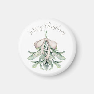Mistletoe with Gold Bow Christmas  Magnet