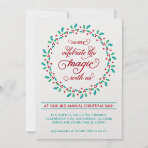 Mistletoe Wreath Holiday Party Invitation