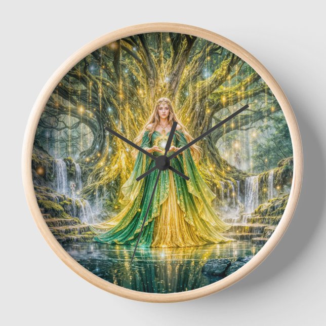 Mistress Beneath the World Tree Enchanted Fantasy Clock (Front)