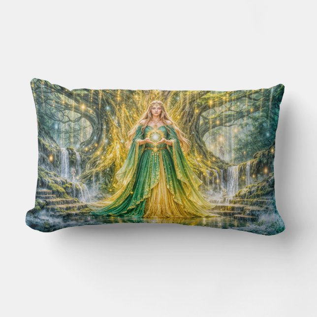Mistress Beneath the World Tree Enchanted Fantasy Lumbar Cushion (Front)