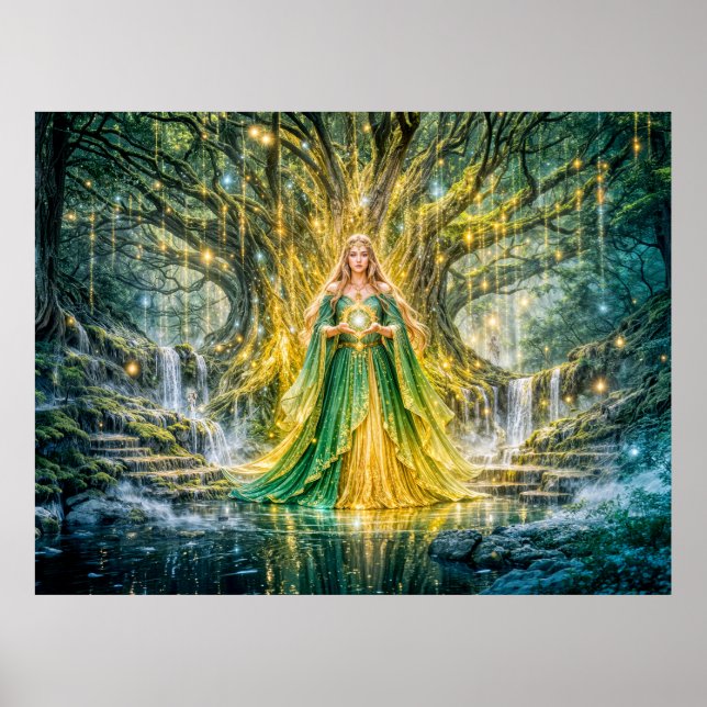 Mistress Beneath the World Tree Enchanted Fantasy Poster (Front)