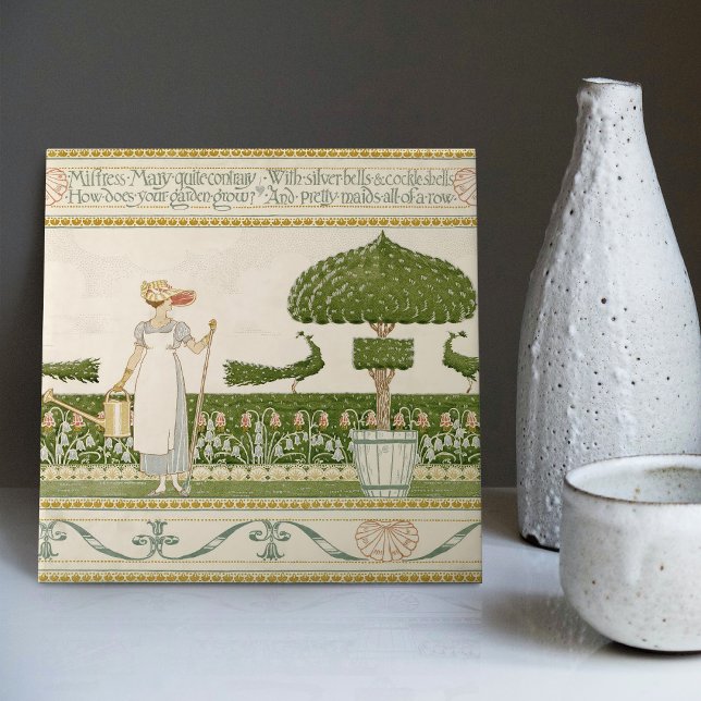Mistress Mary's Enchanting Garden by Walter Crane Ceramic Tile (Creator Uploaded)