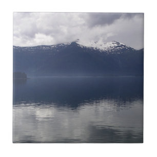 Misty Alaskan Sea in Shades of Blue Ceramic Tile