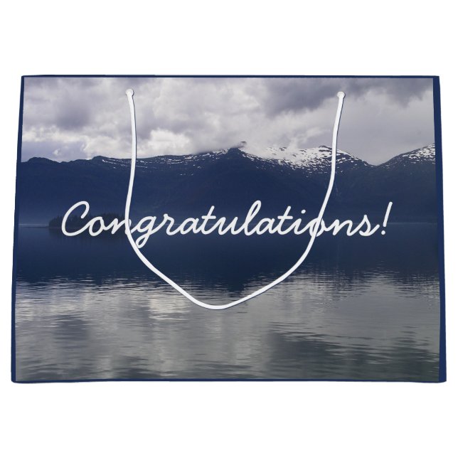 Misty Alaskan Sea in Shades of Blue Large Gift Bag (Front)