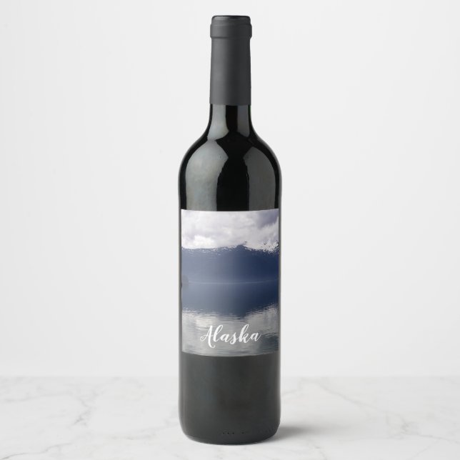 Misty Alaskan Sea in Shades of Blue Wine Label (Front)