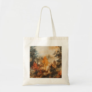 Misty Autumn Forest Tote Bag