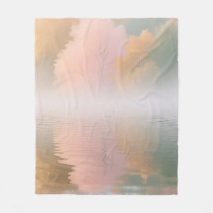 Misty Autumn Lake Serenity Fleece Blanket