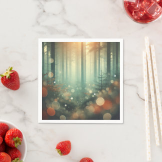 Misty Autumnal Morning Forest Bokeh Découpage Napkin