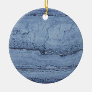 Misty Blue abstract Granite marble pattern Ceramic Ornament