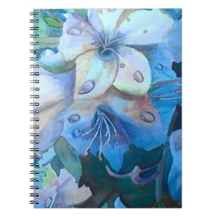 Misty Blue Azaleas in Watercolor Notebook