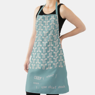 misty blue CHEF Mud Cloth Tribal Africa Pattern Apron
